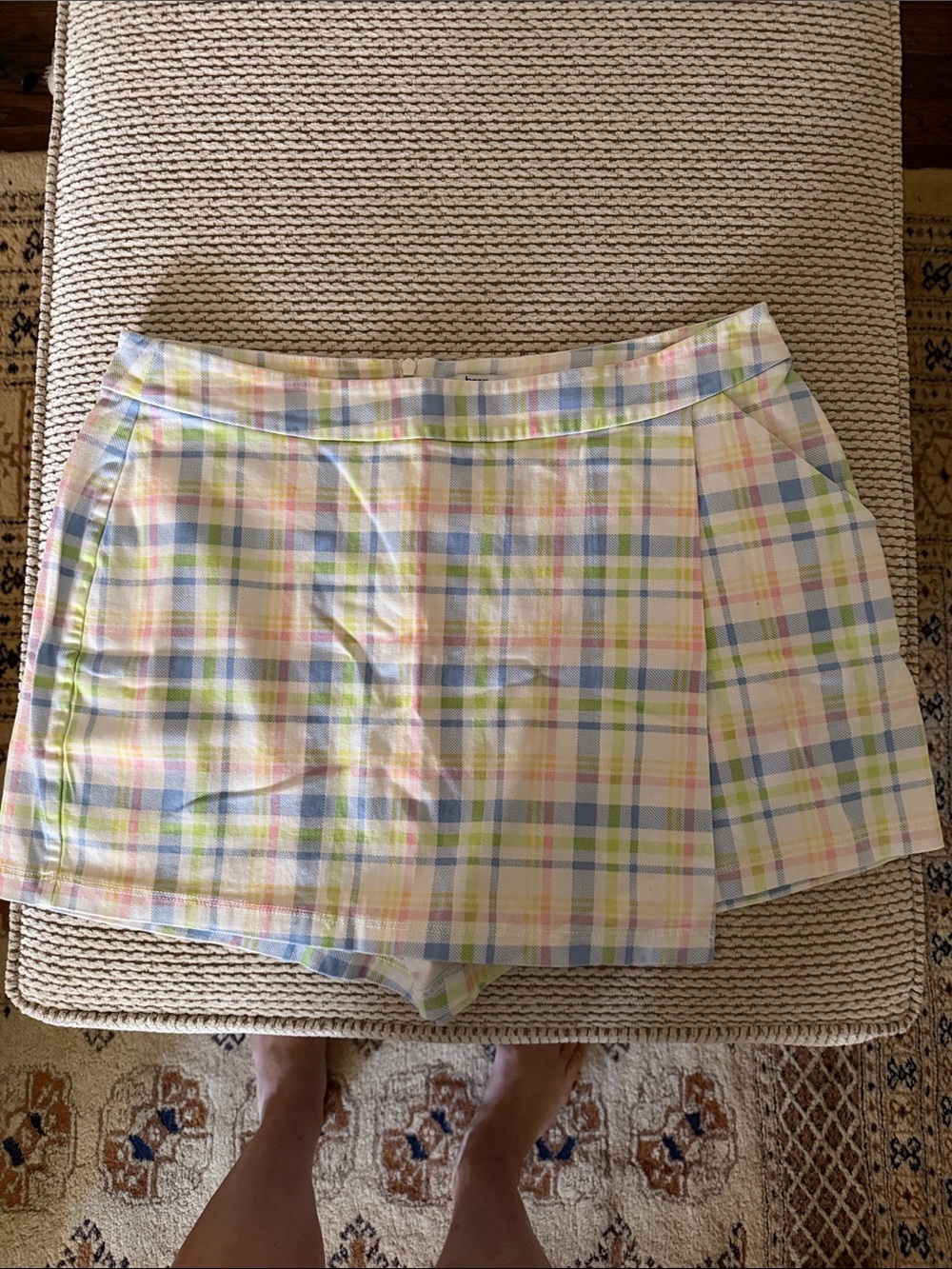 Bar III Pastel Plaid Waistband Detail - Blue, Pink, Yellow, Green